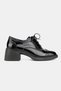 Women's Black Patent Leather Genuine Natural Leather Leather -41 Size Thick Heel Lace-Up Oxford Shoes - 5