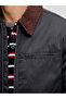 Black Solid Zip-Up Worker Jacket - 5