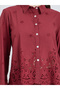 Women Burgundy Schiffli Long Sleeve Shirt - 3