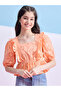 Girls Peach Schiffli Ruffled Detail Top