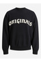 Black Embroidered Patch Pullover Sweatshirt