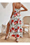 Women's Long Sleeve Double-Breasted Collared Maxi Single Jersey Dress with Floral Print - 2
