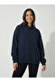 Women's Navy Blue 3 Thread K Hooded O Oversized Sweatshirt Nj118 - 2