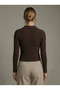 Women's Bitter Brown Polo Collar Short Blouse Nj114 - 4
