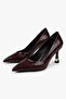Women's Gilda Burgundy Crocodile Gold Plated Detailed Stiletto - 2