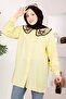 Collar Embroidered Hijab Tunic Yellow - 2
