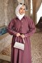Plum Buttoned Shirt and Skirt Set - 3