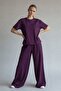 Women's Modal Palazzo Pants Set - Short Sleeve Comfortable Fit Wide Leg Sporty Stylish Two-Piece Set