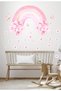 Pink Floral Rainbow Flowers and Butterflies Girl's Room Wall Sticker Set - 3