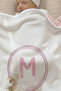 Reversible - Interlock Baby B Blanket I 80X80Cm - Cute Rabbit in the Circle Letter Series - Letter m - 2