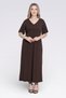 40194 Brown Fabric-Detailing Volan Sleeves Stylish Long Dress