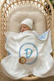 Reversible - Interlock Baby B Blanket I 80X80Cm - Cute Lion Letter Series in a Circle - Letter D