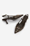 Women's Stiletto Pointed Toe Studded Troc Open Back Classic Heeled Shoes Rofen Brown - 8