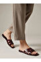 Burgundy Crisscross Strappy Flat Sandals - 7