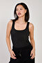 Women's square neck office tank top - black