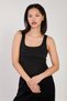 Women's square neck office tank top - black - 4
