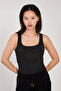 Women's square neck office tank top - black - 2