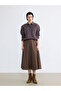 Brown High Waist Zippered Flared Skirt from Giyçık Store - 4