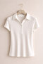 Women's Polo Neck 4-Button Slim Fit Cotton Combed Cotton T-Shirt - 7