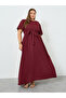 Plus Size Burgundy Waist-Tie Maxi Dress - 3