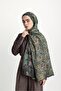 Violet Floral Patterned Double-Sided Shawl - Green - 4
