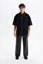 Men's Lilyum Linen Zippered Pocket Pack Shirt Black - 2