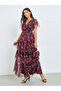Floral Layered Mesh Tiered Maxi Dress