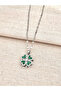 Steel Rotating Zircon Stone Clover Stress Necklace - 5