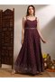 Women Maroon Gold Foil Print Ethnic Maxi Dress - 5