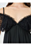 Black Lace Trim Slip Dress - 2