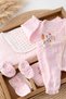 Transitional Flower Embroidered Newborn Baby Girl Muslin 10-Piece Hospital Discharge Set/Birth Gift - 4