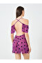 Purple Flocked Heart Print Babydoll - 3