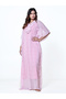 Pink Floral Chiffon Kaftan Nightdress with Inner Slip - 2