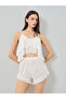 Pack of 3 - Ruffle Hem Detail Mesh Camisole with Shorts and Robe Set - 4