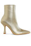 Women Metallic Pointed Toe Ankle Boots in Gold - 2
