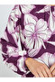 Purple Floral Midi Dress with Long Sleeves - 5