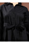 Black Embroidered Waist-Tie Midi Dress - 4