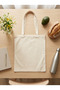 Natural Color Raw Fabric Tote Bag 35X40 cm Multi-Purpose Carrying and Shopping Bag Cream - 4