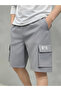 Grey Solid Multi Pockets Cargo Shorts - 5