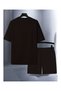 Unisex T-Shirt Shorts - T-Shirt with Shorts Bottom Top Set Elemek Printed Crew Neck - 2