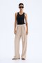 Women's Relax Fit Comfortable Cut Crepe Fabric High Waist Wide Leg Belted Stretchy Pants 4715 - 3