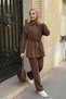 Ruched Lace-Up Milk Coffee Double Set - 5