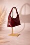 Şik Leather Ç Bag with Gold Details - 2