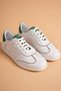 Women's Genuine Leather Lace-Up Suede Detailed Sports Shoes - White/Green - 4