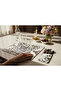 Placemat and Spoon Holder Set Leather for 6-Person 12-Piece Black and White Baroque Patterned Stylish Table Service - 4