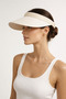 Women's White Straw Visor Hat Crown Model Sun Protection Summer Beach Hat - 7