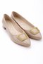 Women's Stylish Shiny Casual Shoes with Gold Accessories Ballet Flats - 4
