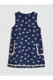 Navy Blue Bowknot Printed Girls' Dress and T-Shirt - 3