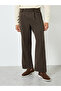 Men Brown Wide Leg Pleated Trousers