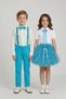 2-Piece Girl's Turquoise Lace Shirt Boy's Turquoise Suit April 23 Show Outfits